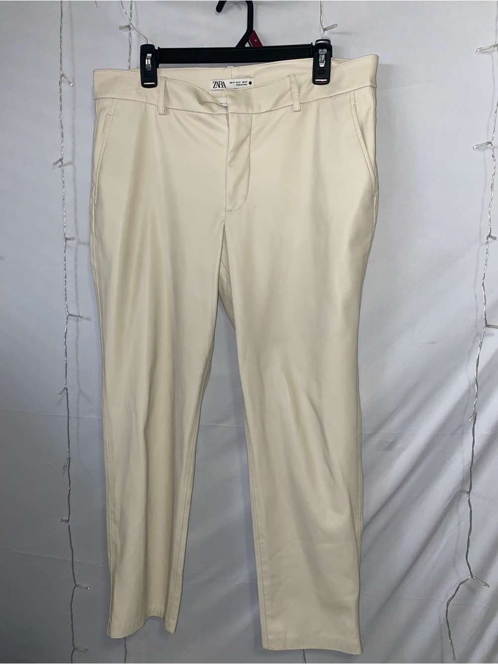 Zara women Cream Straight-Leg Pants
